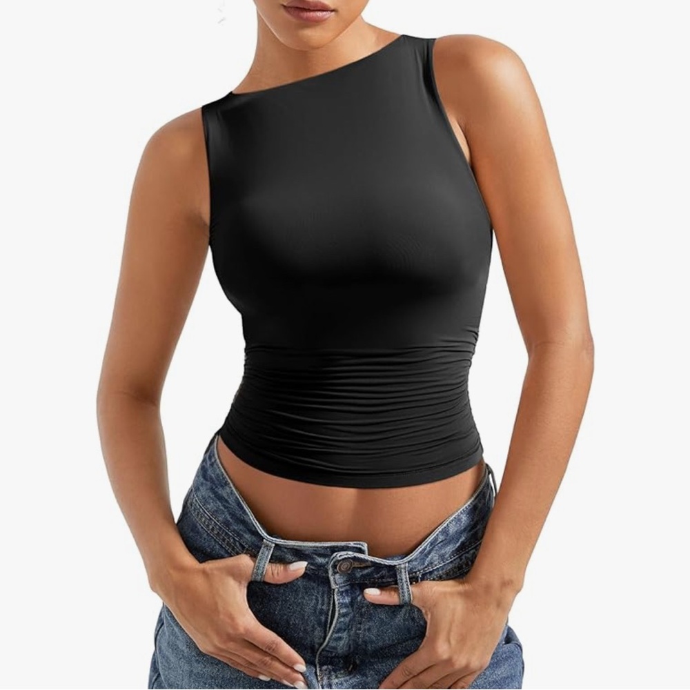 SUUKSESS Double Lined Going Out Basic Ruched Tank Top New